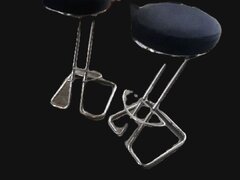 Doua (2) Scaune tip Bar inox cu sezut stofa