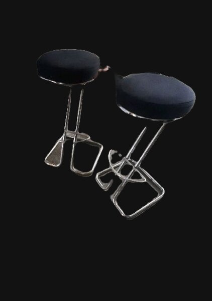 Doua (2) Scaune tip Bar inox cu sezut stofa