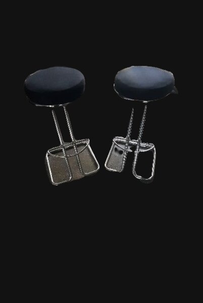 Doua (2) Scaune tip Bar inox cu sezut stofa