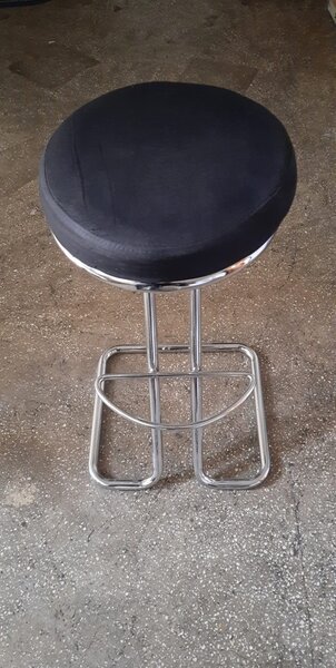 Doua (2) Scaune tip Bar inox cu sezut stofa