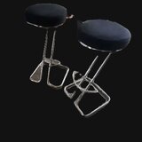 Doua (2) Scaune tip Bar inox cu sezut stofa